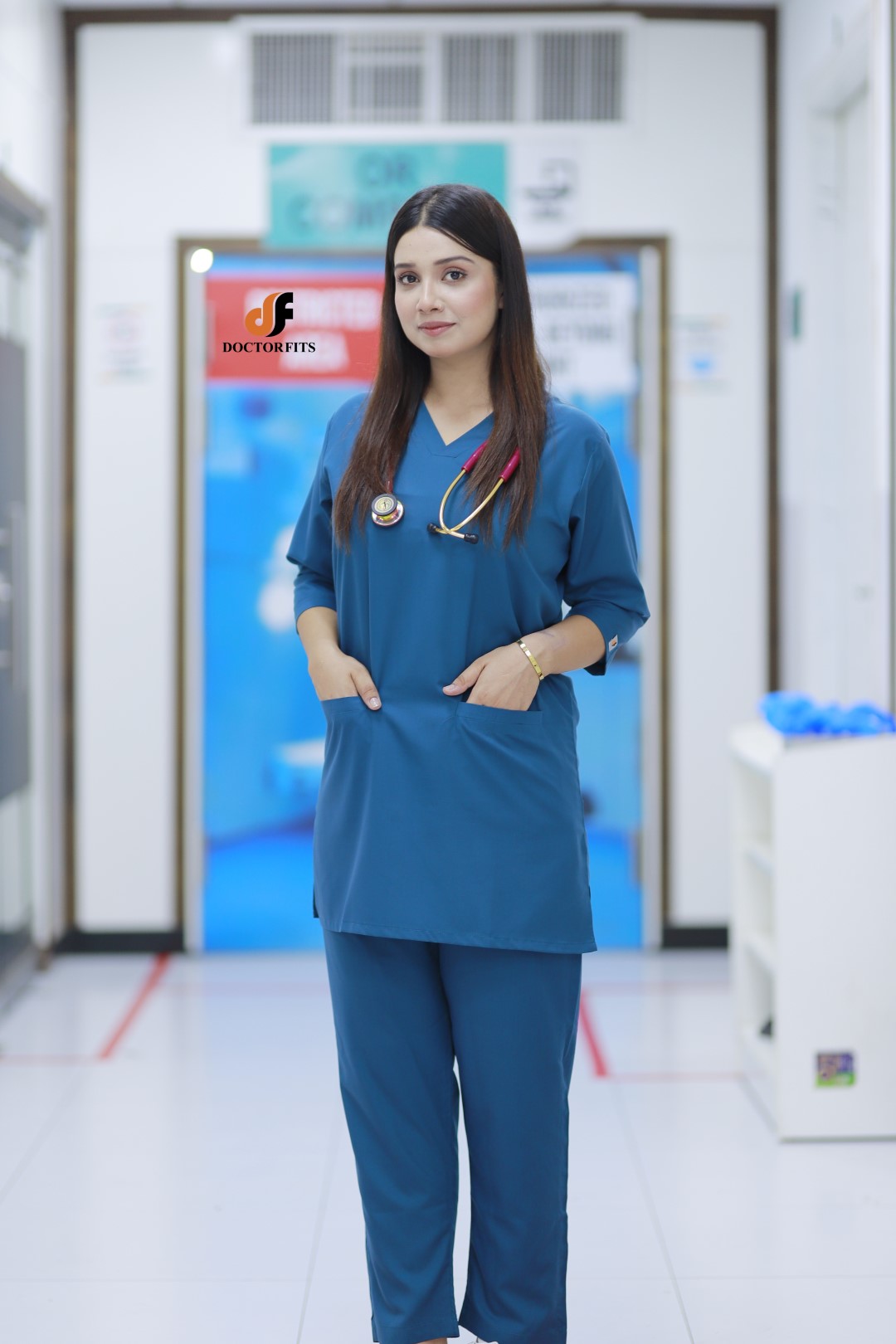 Women Blue Zinc Scrub