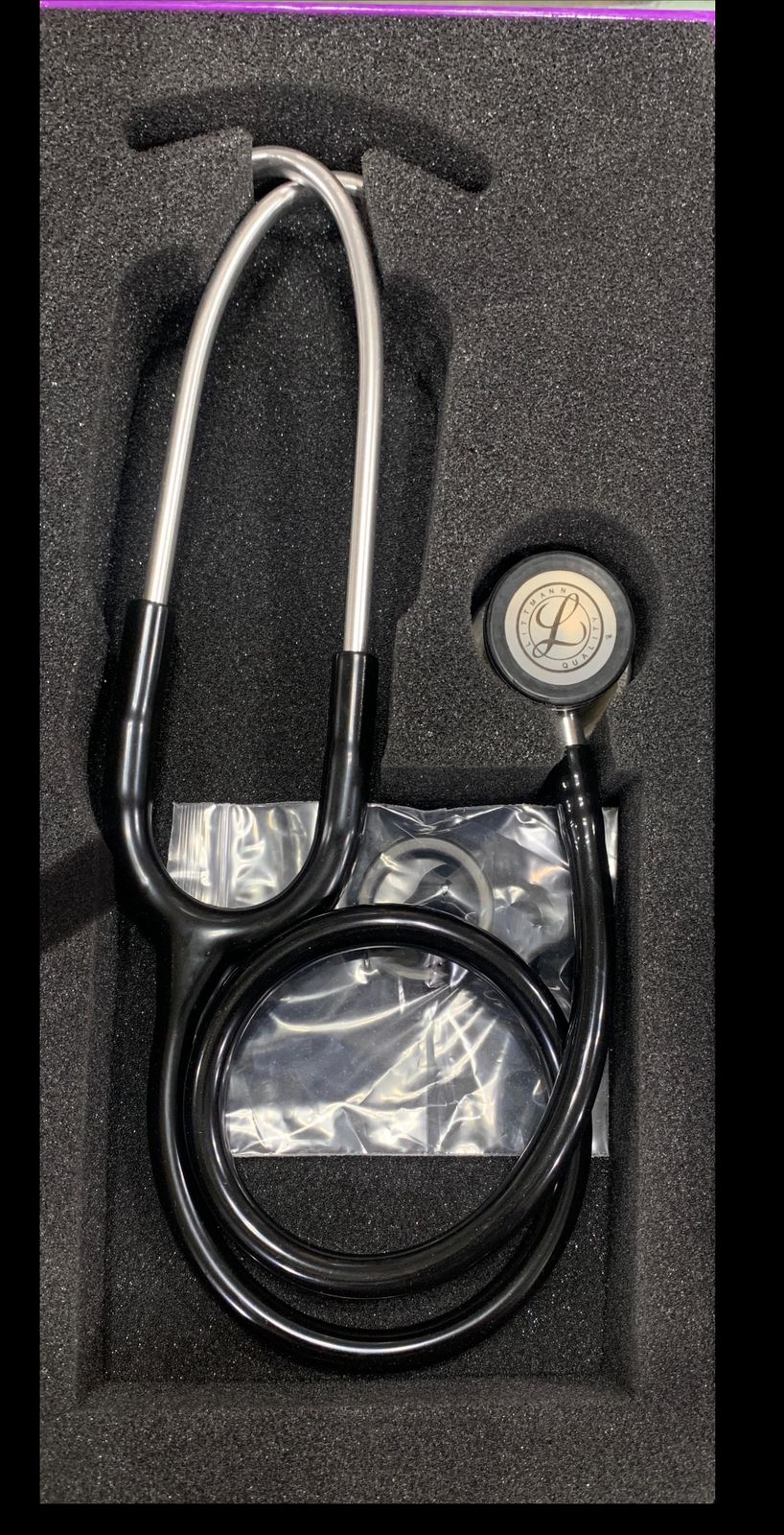 LITTMAN CLASSIC ||| STETHOSCOPE  BLACK TUBE WITH STANDARD FINISH CHEST PIECE