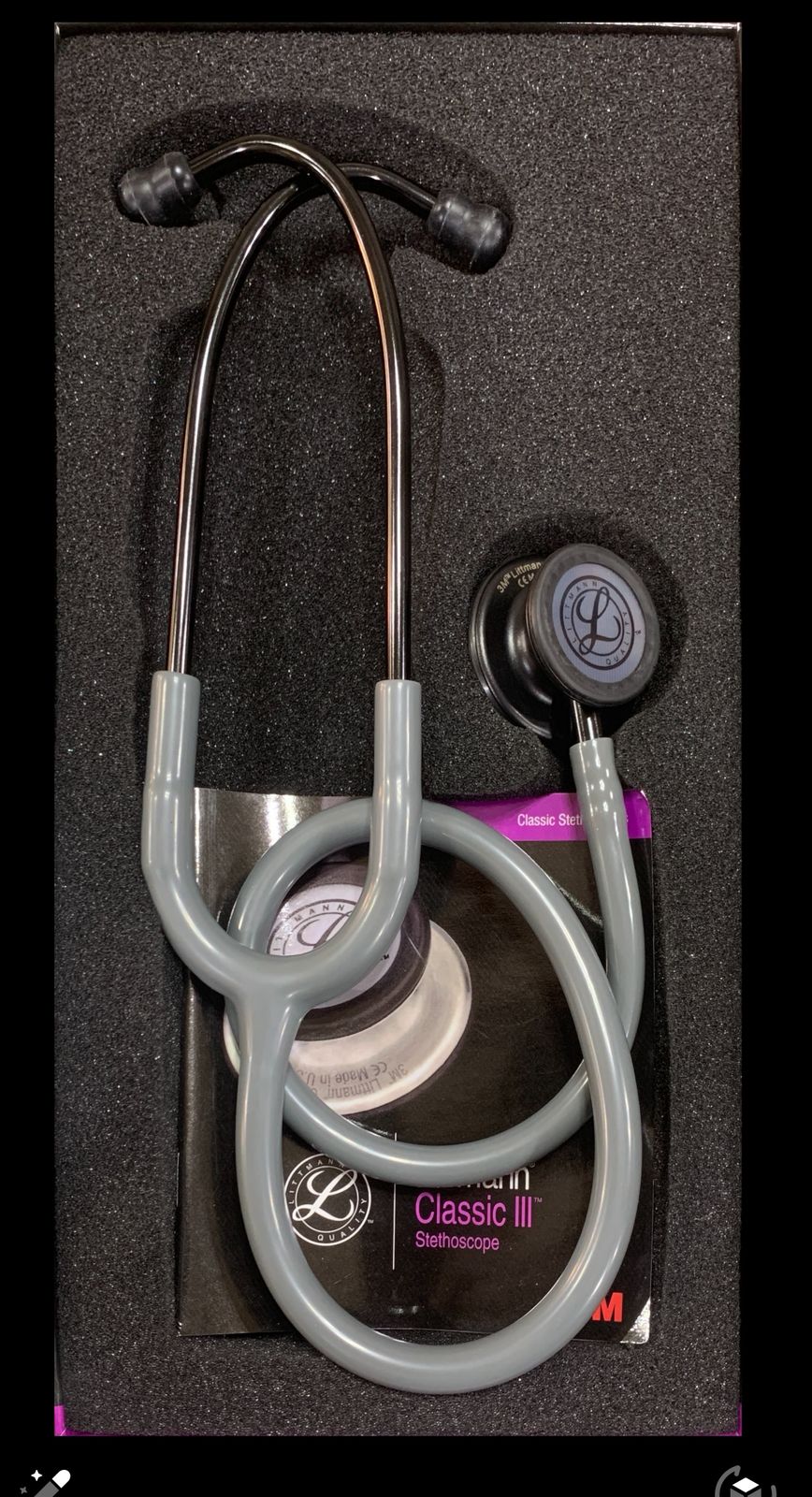 LITTMAN CLASSIC ||| STETHOSCOPE  LIMITED EDITION  GRAY  TUBE WITH MATT BLACK  FINISH CHEST PIECE