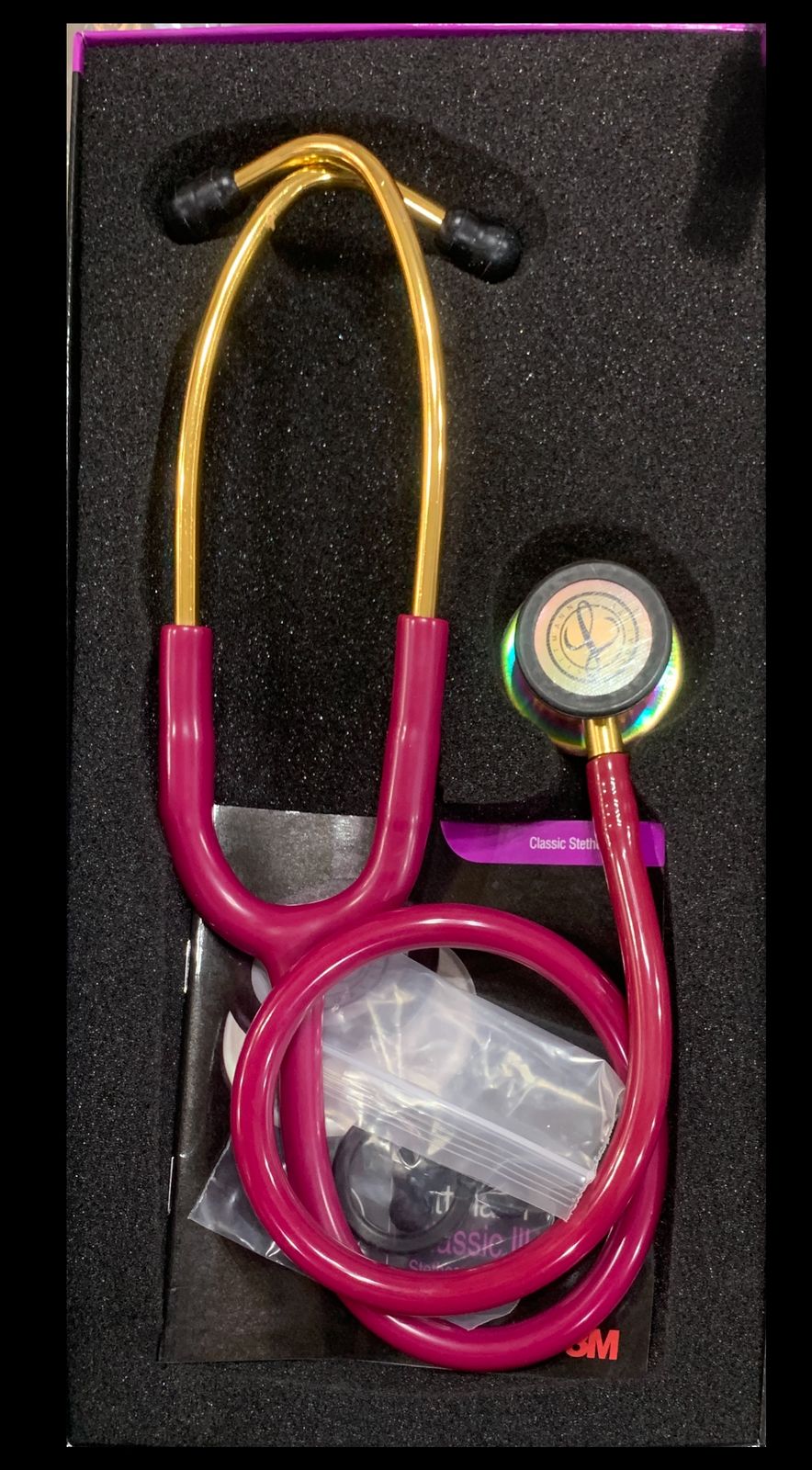 LITTMAN CLASSIC ||| STETHOSCOPE  LIMITED EDITION  RASPBERRY TUBE WITH RAINBOW FINISH CHEST PIECE 