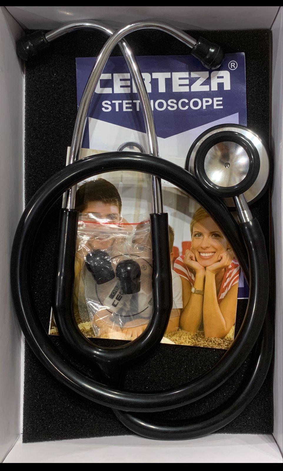 CERTEZA STETHOSCOPE  BLACK TUBE WITH STANDARD CHEST PIECE