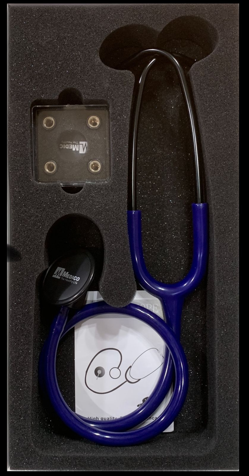 CLASSIC CARDIO STETHOSCOPE LIMITED EDITION  MEDICO NAVY BLUE TUBE WITH MATT BLACK CHEST PIECE 