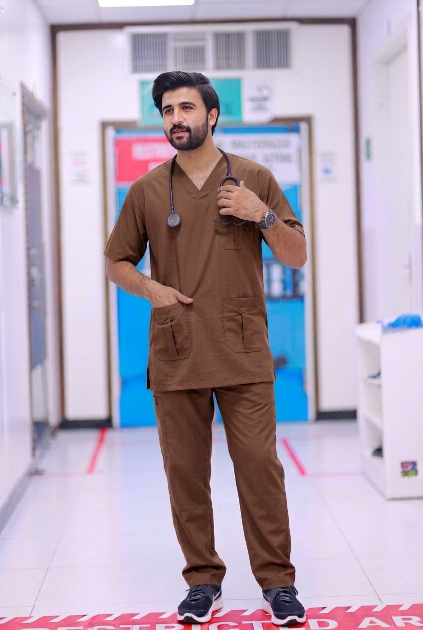 Unisex Chocolate Brown Scrub
